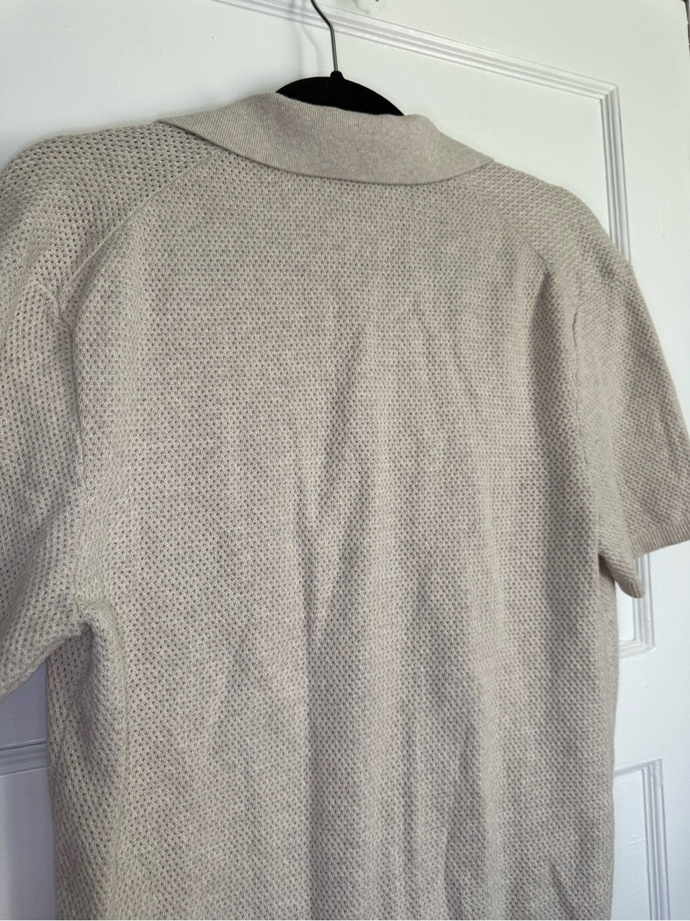 Quince 100% Organic Cotton Mesh Stitch Button-Up Sweater Polo Beige Old Money M - Picture 14 of 14